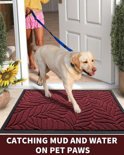 Yimobra 36x24 Large Door Mat Outdoor Indoor, All-Season Waterproof Door Mat Outside Entrance, All-Weather Non-Slip Outside Doormat for Garage Patio Entryway, Red