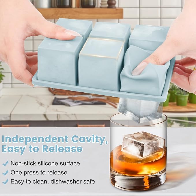 Large Silicone Ice Cube Tray 3Pack, SAWNZC Big Square Ice Cube Molds - Image 2