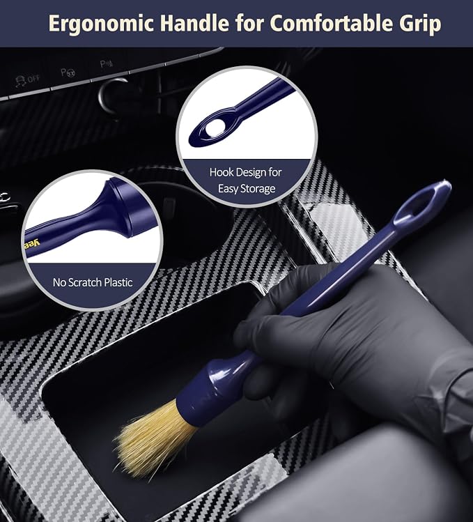 YeewayVeh Car Detailing Brush Set, 3 Pack Ultra Soft Boars Hair Detailing - Image 3