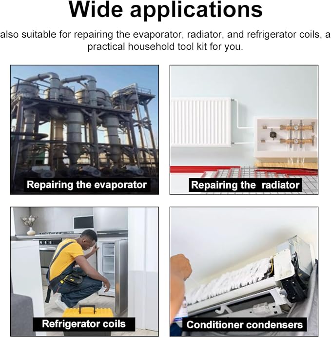 Air Conditioner Condenser Fin Comb and Cleaning Brush Set, Stainless Steel Fin - Image 5