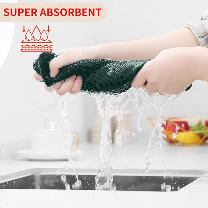 Homaxy 100% Cotton Waffle Weave Kitchen Towels, Quick Drying Cleaning Towels - Image 3