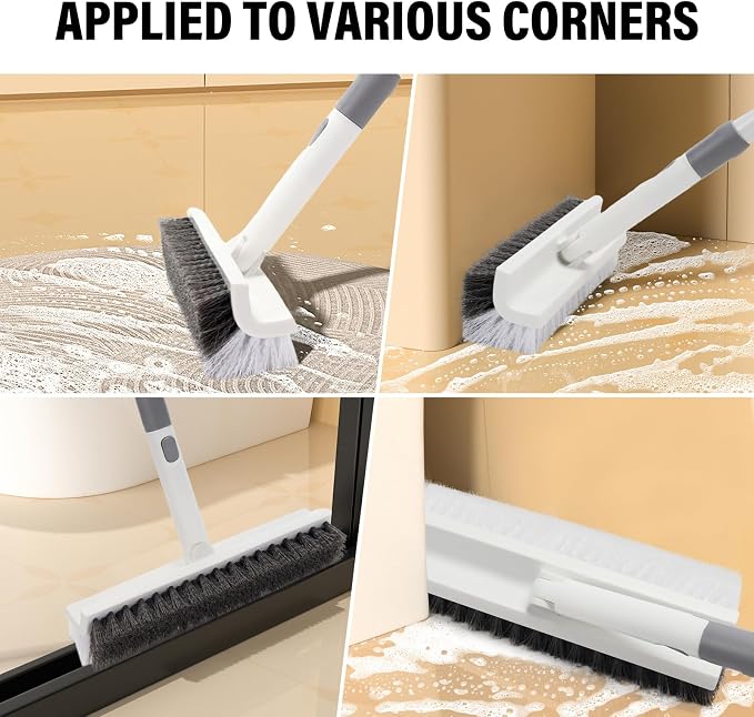 Floor Scrub Brush with Long Handle, Double-Sided V-Shaped Deck Brush, Grout - Image 6