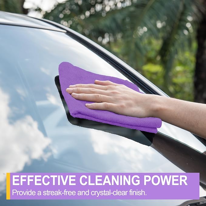 HOMERHYME Microfiber Cleaning Cloth, 12 Pack Purple Cleaning Rags, Reusable - Image 6