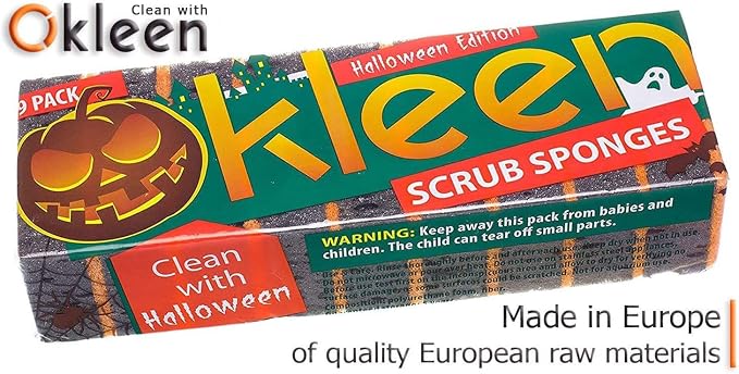 Black & Orange Multi Use Scrub Sponges. Made in Europe. 9 Pack, 4.3x2.8x1.4 - Image 2