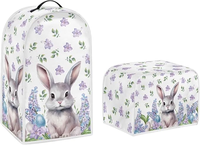 Easter Day Decoration Cute Rabbit Kitchen Appliance Covers Set - Washable Blender, Bread Maker, and 2 Slice Toaster Dust Cover Accessories - S