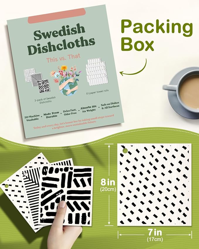 6 Pack Swedish Dishcloths for Kitchen - Image 2