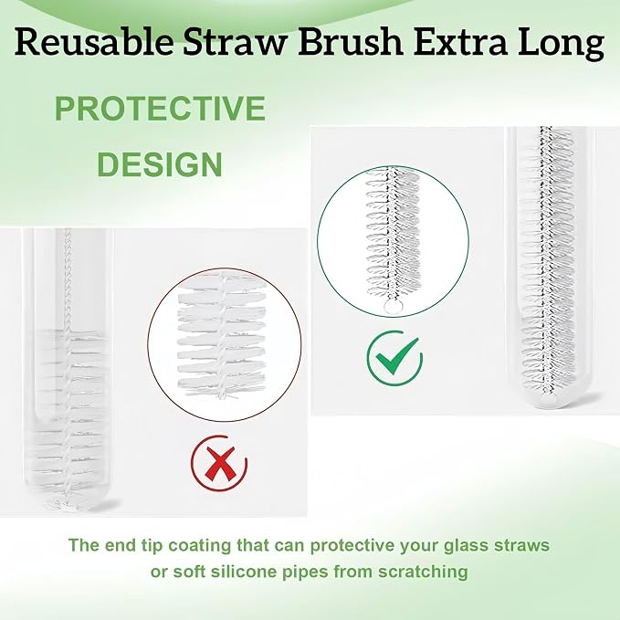 6 Pack Straw Cleaner Brush Set | 12 Inch 300mm Extra Long Straw Brush & Bottle - Image 6