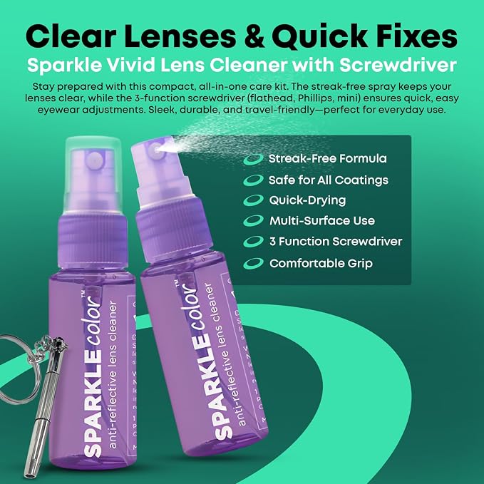 Sparkle Anti-Reflective Safe Lens Cleaner & Repair Kit – 1oz Glasses Cleaner - Image 3