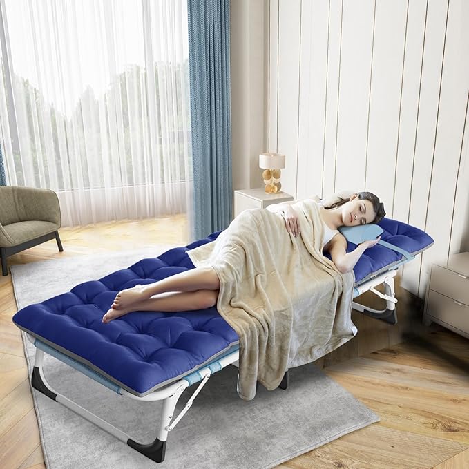 ABORON Camping Cot for Adult 28" Extra Wide, Heavy-Duty 1200D Oxford Cot for Sleeping, Portable Folding Camp Bed with Mat & Carry Bag