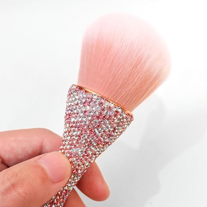 WOKOTO 1pcs Pink Shiny Rhinestone Nail Art Dust Brushes - Image 4