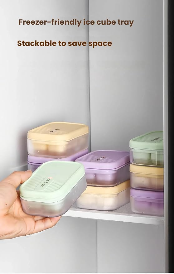 3-pack mini ice cube tray with lid and bin - Image 4