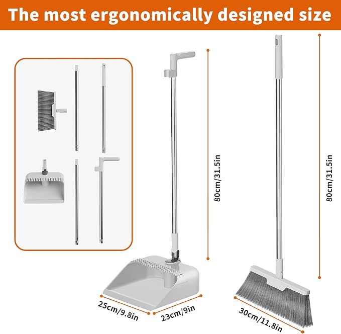 Household Broom with Dustpan, Magic Silicone Broom, Magic Broom with Extra-Long - Image 8