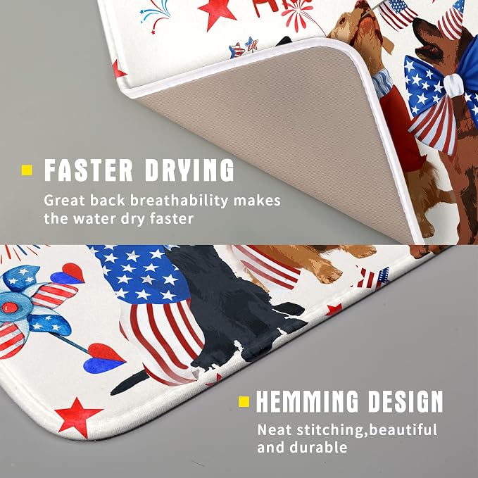 Giwawa 4th of July Patriotic Dogs Dish Drying Mat American Independence Day - Image 3