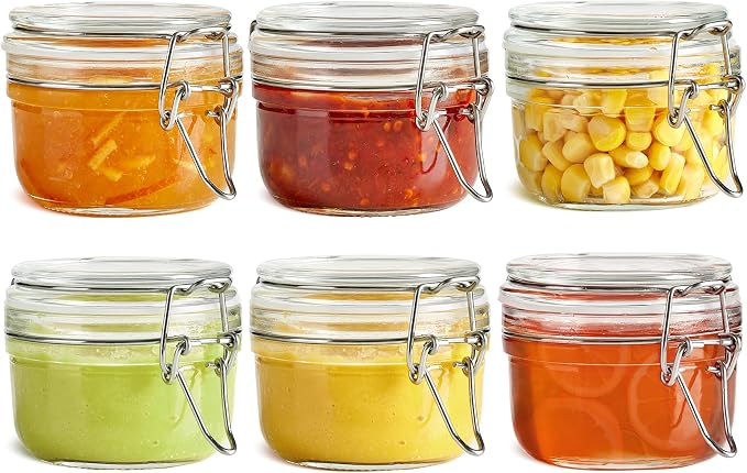 ComSaf 4oz Small Airtight Glass Jars Set of 6 by ComSaf