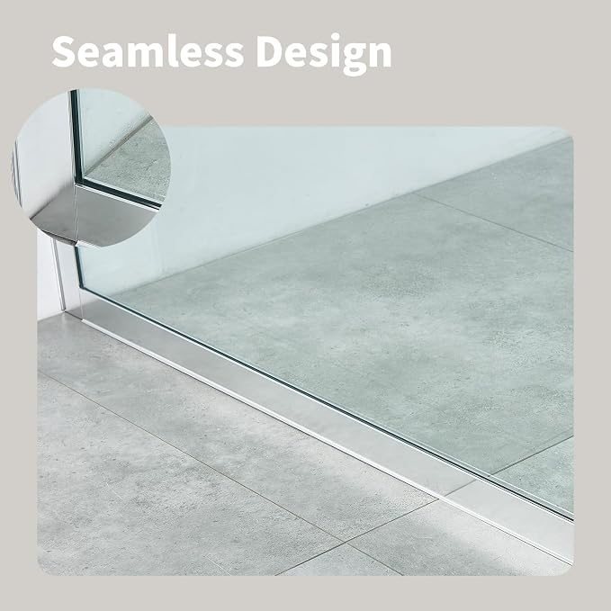 Shower Screen 36" x 76" Half Frameless Shower Wall Panel, Tempered Glass 3/8 - Image 6