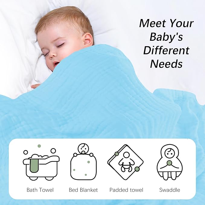 SWEET DOLPHIN Muslin Baby Bath Towels Blanket - Image 5