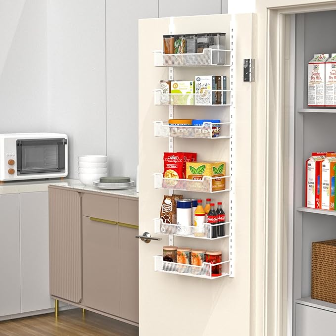 12.3" W Narrow Over the Door Pantry Organizer, 6-Tier Over the Door Organizer - Image 6