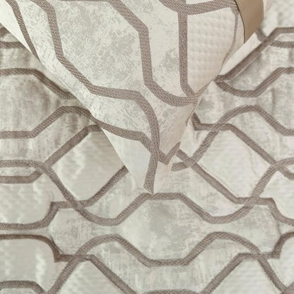 The HomeCentric King/Queen/Twin Ivory & Silver Decorative Full 68"x18" Bed Runner Without Pillow Cover, Lattice & Quilted Bed Scarf on Jacquard Silk Fabric - Ivory Delicacy