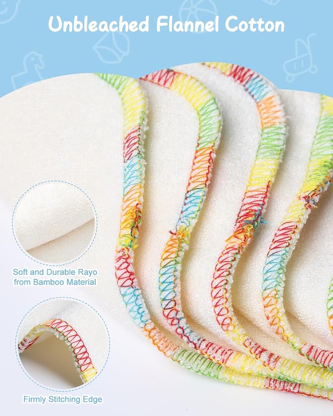 Babygoal 30PCS Reusable Diaper Wipes, Natural Unbleached Baby Face Wipes - Image 3