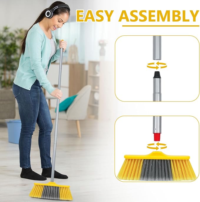 Indoor Broom for Floors 55” Soft Bristle Brooms for Sweeping Indoor/Outdoor to - Image 5