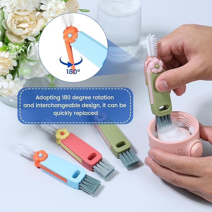 6 Pack 3 in 1 Cup Lid Cleaning Brush, 180° Rotatable Bottle Brush Gap Cleaner - Image 6