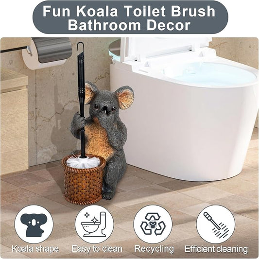 Toilet Brush Holder Set For Bathroom Super Cute Koala Base Solidly Toilet Bowl - Image 2