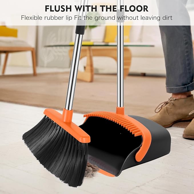 Broom and Dustpan Set, 55-in Long Adjustable Handle Broom - Image 3