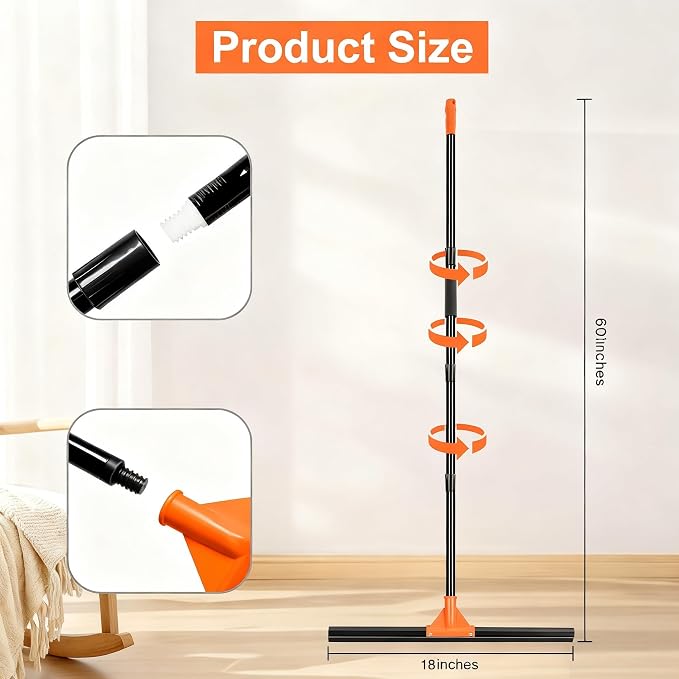 Heavy Duty Floor Squeegee with Long Handle - Image 2