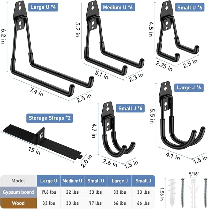 30 Pack Garage Hooks Heavy Duty, Rust-Resistant Solid Steel Wall Mount Hangers - Image 2