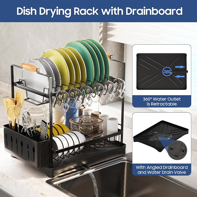 2-Tier Large Dish Drying Rack for Kitchen Counter - Image 3