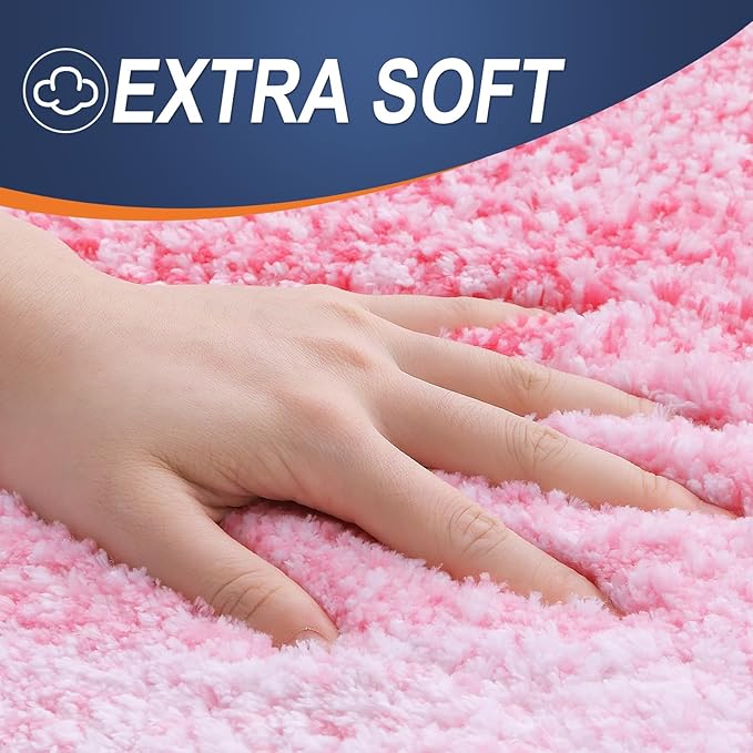 OLANLY Bathroom Rugs Mat 30x20, Extra Soft Absorbent Microfiber Bath Rugs, Rubber Backing, Quick Dry, Machine Washable Bath Mats for Bathroom Floor, Tub and Shower, Home Decor Accessories, Pink