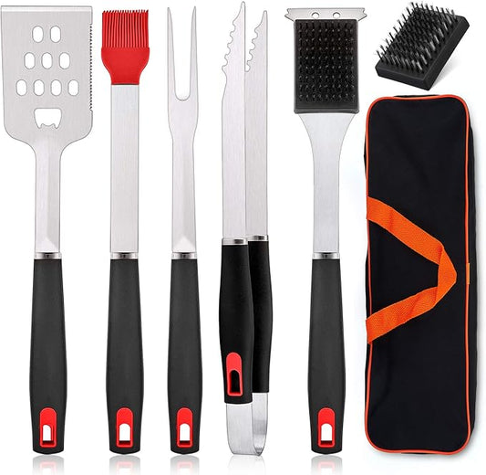 HaSteeL BBQ Grill Accessories Set of 7, Stainless Steel Grilling Tools Set by HaSteeL