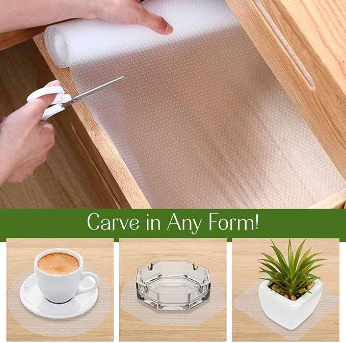 EVALAND 19.6" x 33 FT Non-Slip Shelf Liner, Non-Adhesive, Waterproof Pantry - Image 4