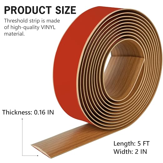 5Ft Floor Transition Strip Self Adhesive Vinyl Cover Floor Strip Flat Divider - Image 2