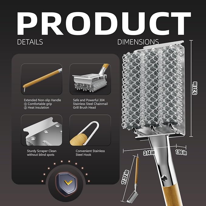 HOUSE AGAIN Grill Brush and Scraper Bristle Free - Image 2