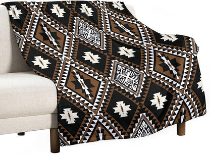 Rustic Western Throw Blanket, Southwestern Bohemian Ethnic Style Native Aztec Pattern Flannel Blanket for Sofa Bed, All Seasons 30"x40"
