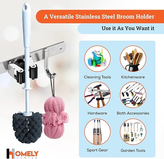 Mop and Broom Holder Wall Mount – Heavy-Duty Closet Organizer - Image 7