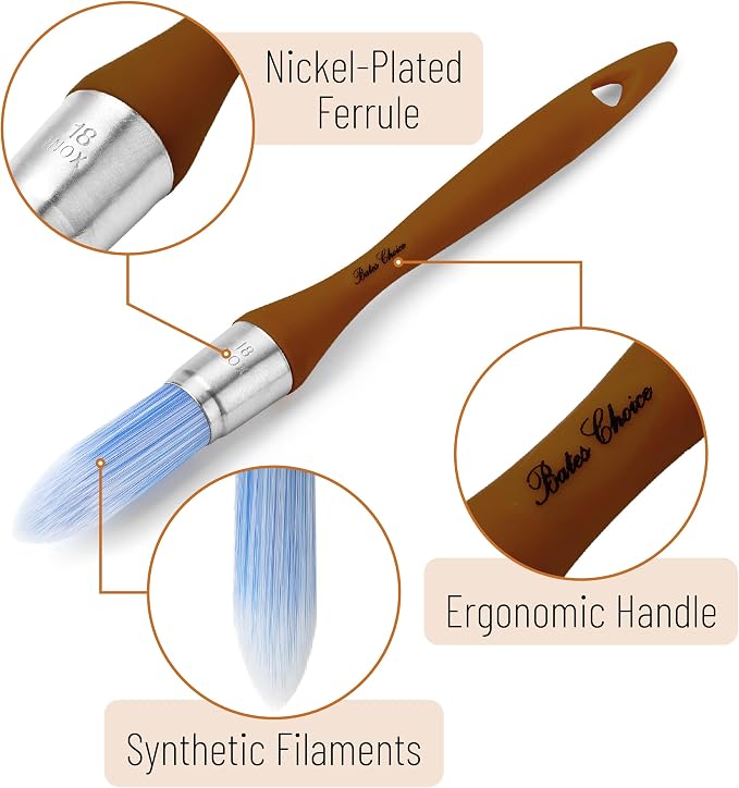 Bates- Trim Paint Brush, 0.75 Inch, Ergonomic Non-Slip Handle, Synthetic - Image 3