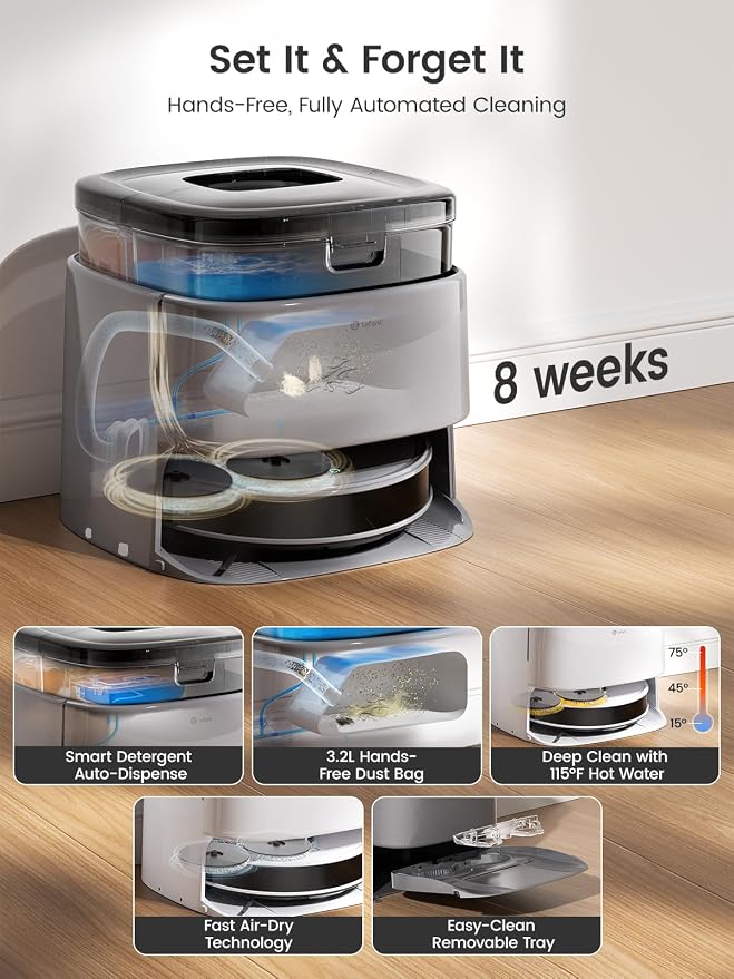 Lefant M3 Max Robot Vacuum, Auto Mop Washing, 20000Pa Suction, Self-Emptying & - Image 4