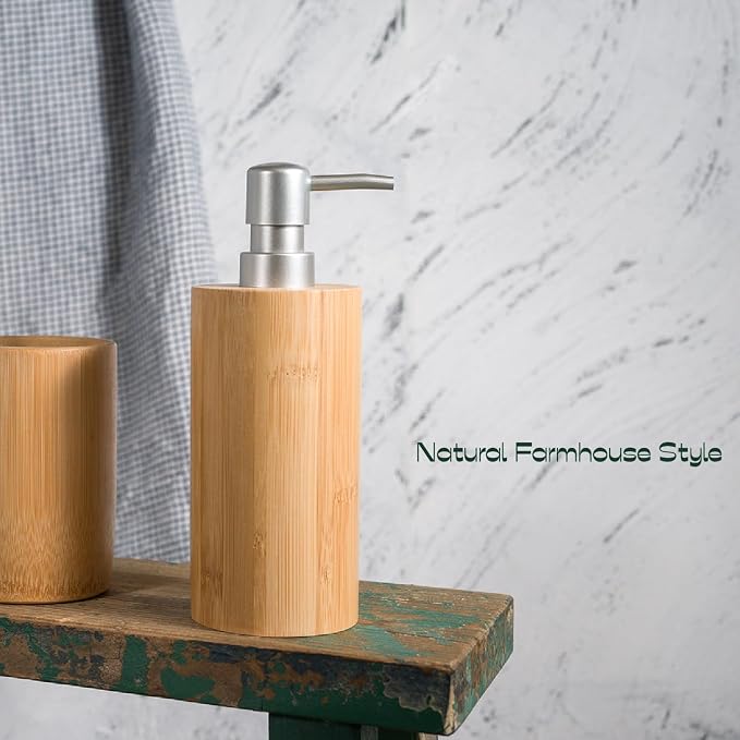 Natural Bamboo Liquid Soap Dispenser, 10 oz - Image 3