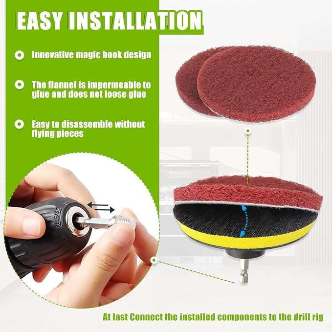 5 Inch Scrub Drill Brush Power Scouring Pads Household Cleaning Set - Image 5