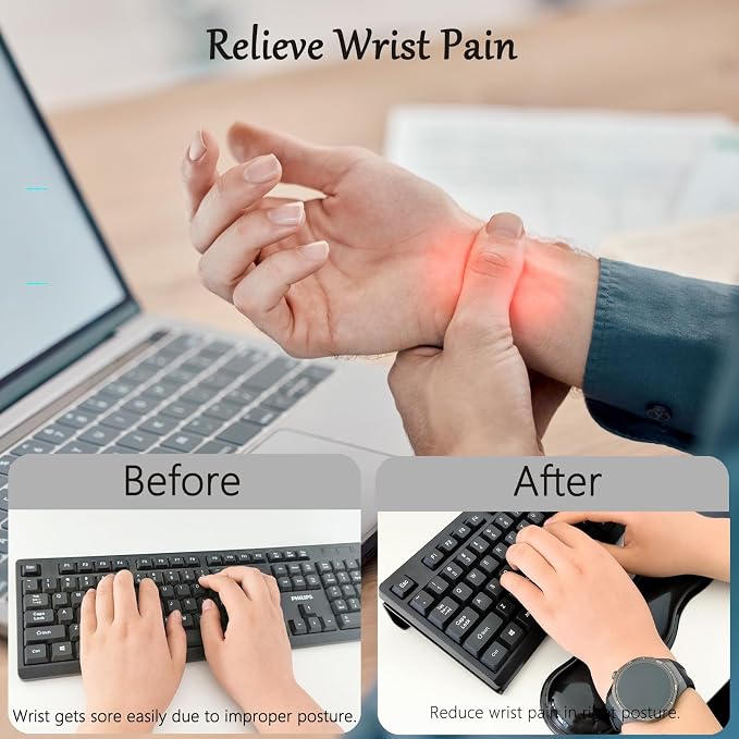 Computer Keyboard Stand with Gel Wrist Rest Set Keyboard Tilted Riser Wrist Pad - Image 6