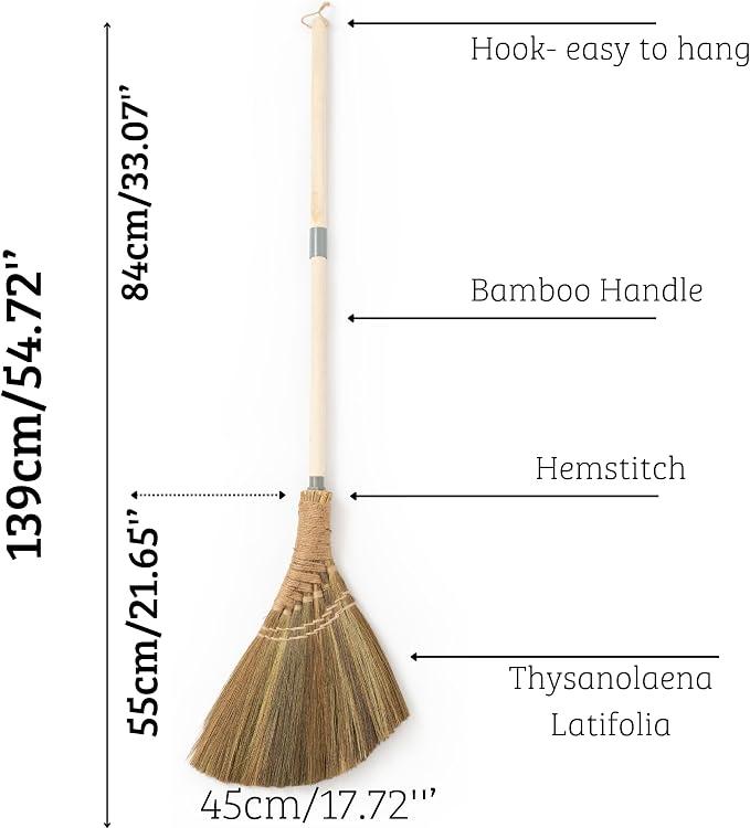 BMart Home Natural Whisk Broom – Vietnamese Straw Soft Broom - Image 2