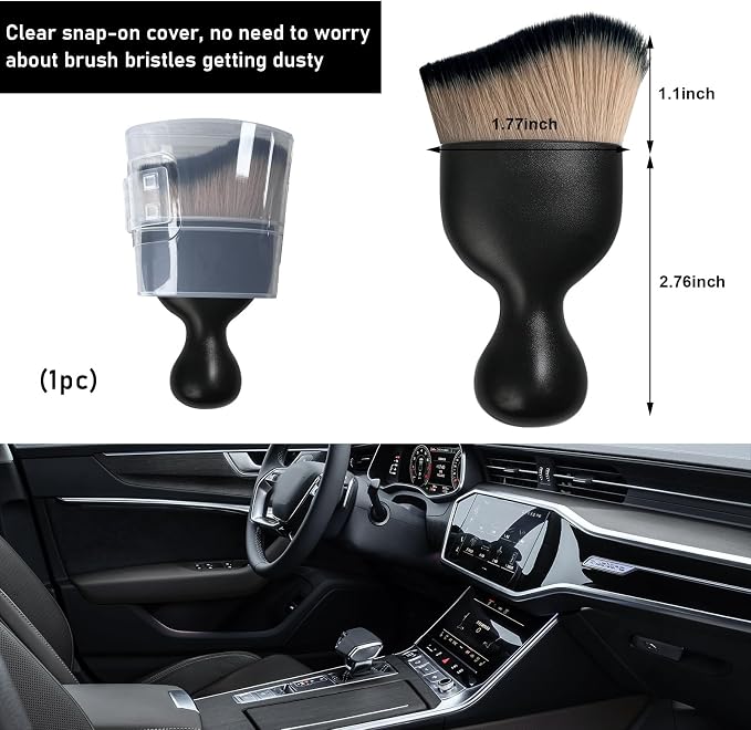 Ziciner Car Detailing Brush, Curved Soft Bristles Auto Removal Dust Collectors - Image 2