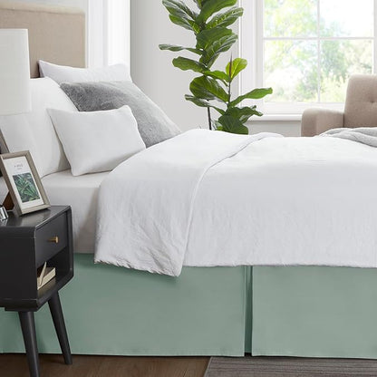 Nestl Sage Green Full XL Bed Skirt - Full XL Size Bed Skirt 14 Inch Drop - Brushed Microfiber Bed Skirts - Hotel Quality Pleated Bed Skirt - Shrinkage & Fade Resistant