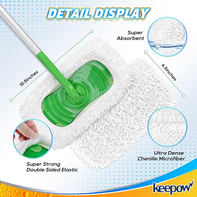 KEEPOW Reusable Microfiber Mop Pads Compatible - Image 3