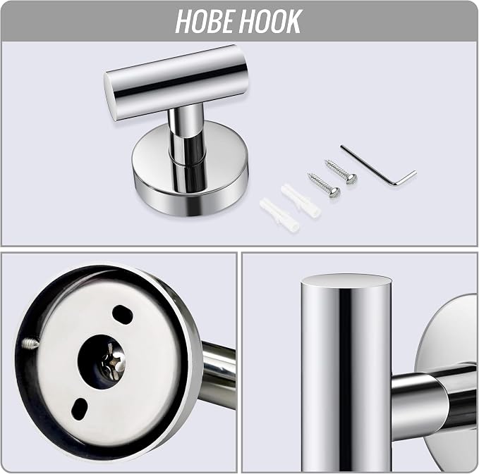 Towel Hooks, SUS 304 Stainless Steel Hooks, Heavy Duty Door Hanger Towel Robe - Image 3