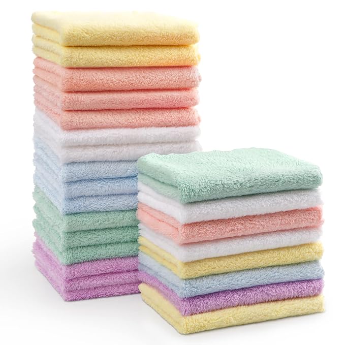 HOMEXCEL Baby Washcloths 24 Pack-Microfiber Coral Fleece Baby Bath Face Towel 7 by HOMEXCEL