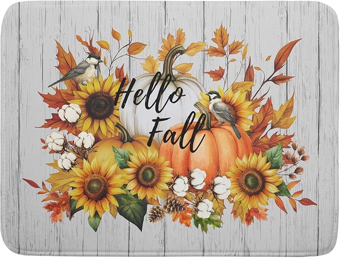 Hello Fall Sunflowers Dish Drying Mat by Sweetshow