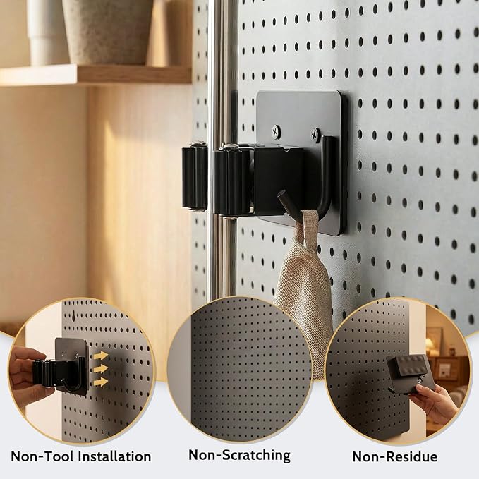4pcs Magnetic Broom Holder Wall Mount, 12.13lbs Heavy Duty Mop and Broom - Image 6